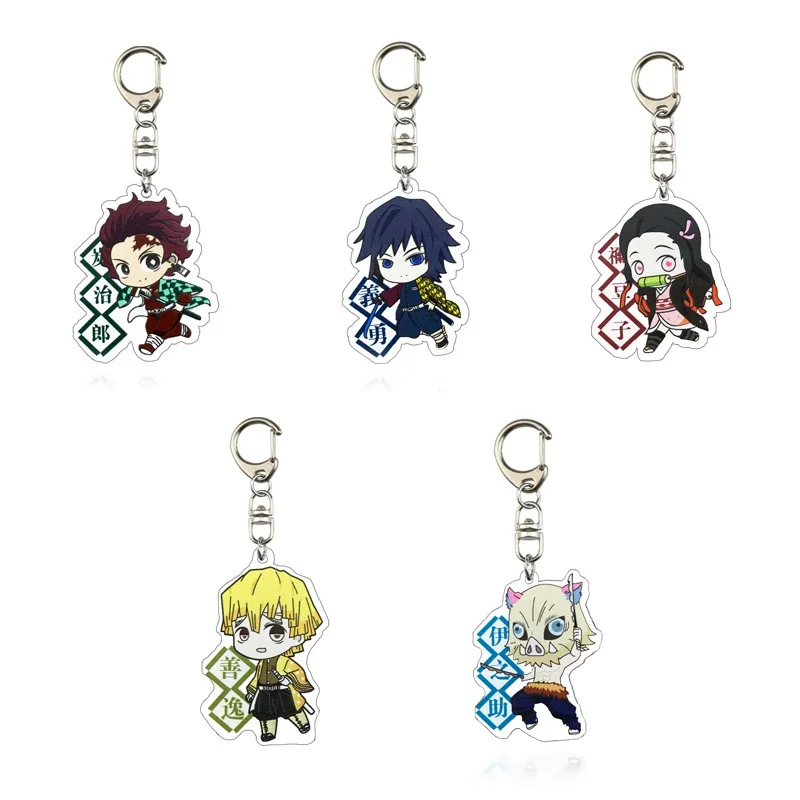 2 Pcs Portachiavi Anime Spada - Portachiavi Dem0n S1ayer In Metallo E Acrilico, Regalo Per Otaku