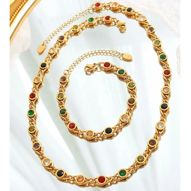 Fashion Luxury Fine Jewelry Crystal Gemstone Bracelet Women Stainless