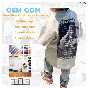 Custom logo 100% Cotton O-Neck Knitted Boxy Fit Cropped Casual Vintage Streetwear Oversized Heavy Weight Dtg Printing Tshirt