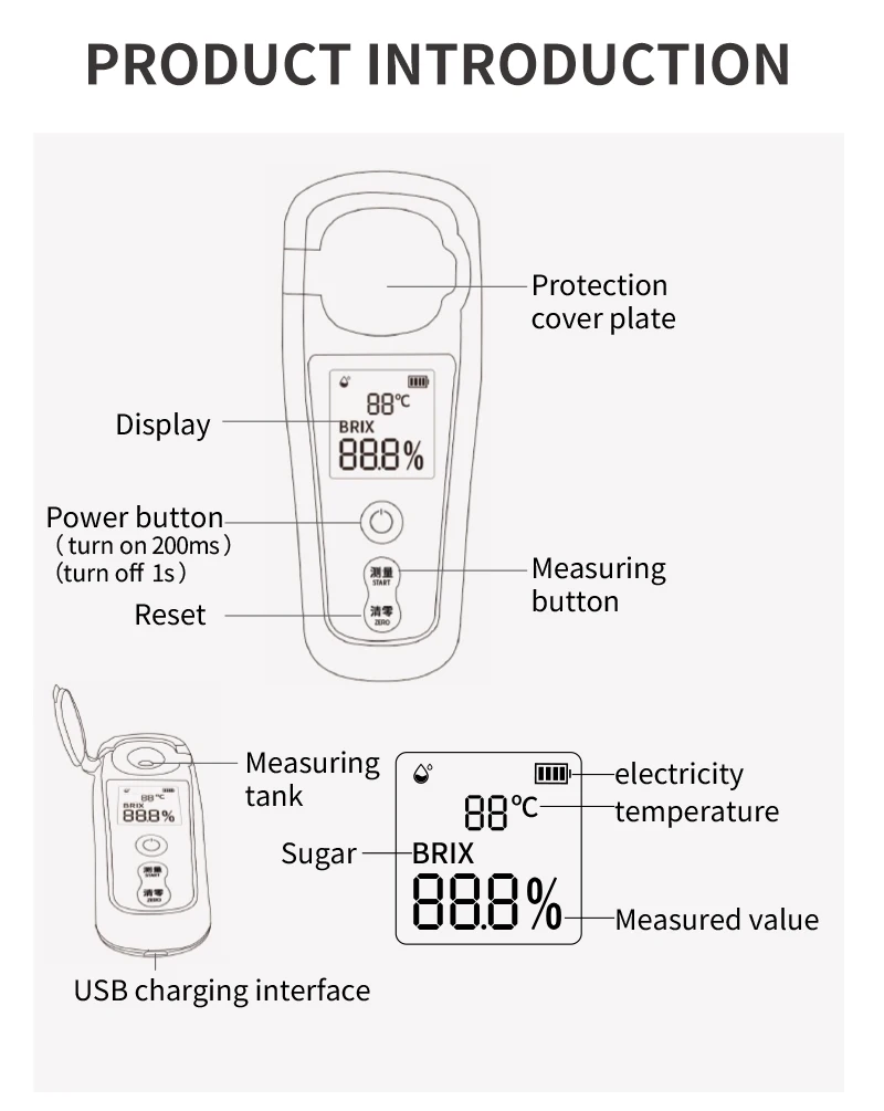 Lecreatekit Compteur De Teneur En Sucre, Réfractomètre Numérique