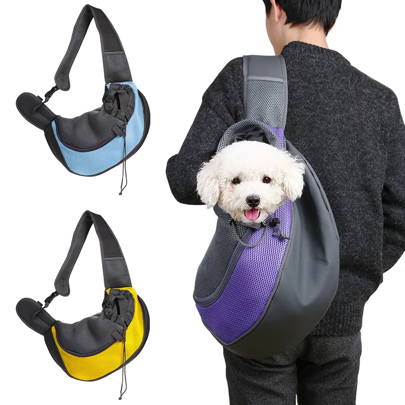 Pet Small Dog Cat Sling Carrier Bag Hands-Free Front Pouch Mesh Oxford Single Sling Shoulder Bag Comfort Outdoor Travel Handbag