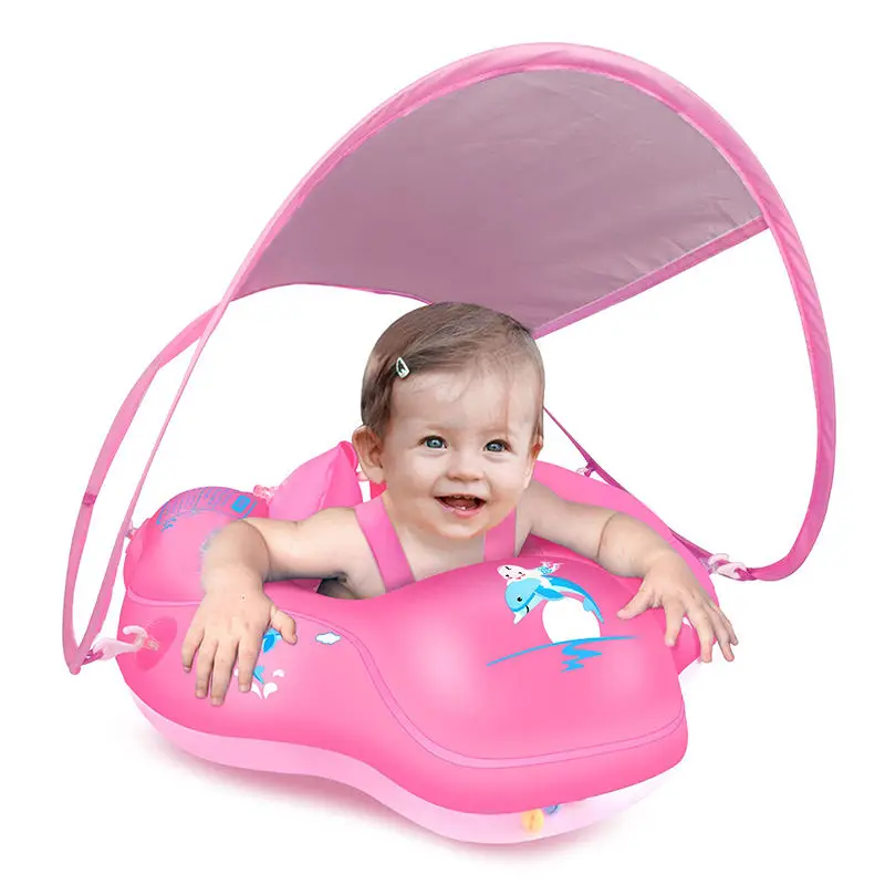New Lying Ring With Sun Visor Baby Swimming Float Inflatable Infant