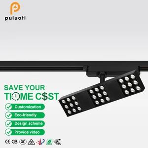 PULUOTI Highlight Black 27W 3000K Magnetic Track Spotlight Ceiling Adjustable Angle COB Spot Lights Aluminum for Indoor Shop