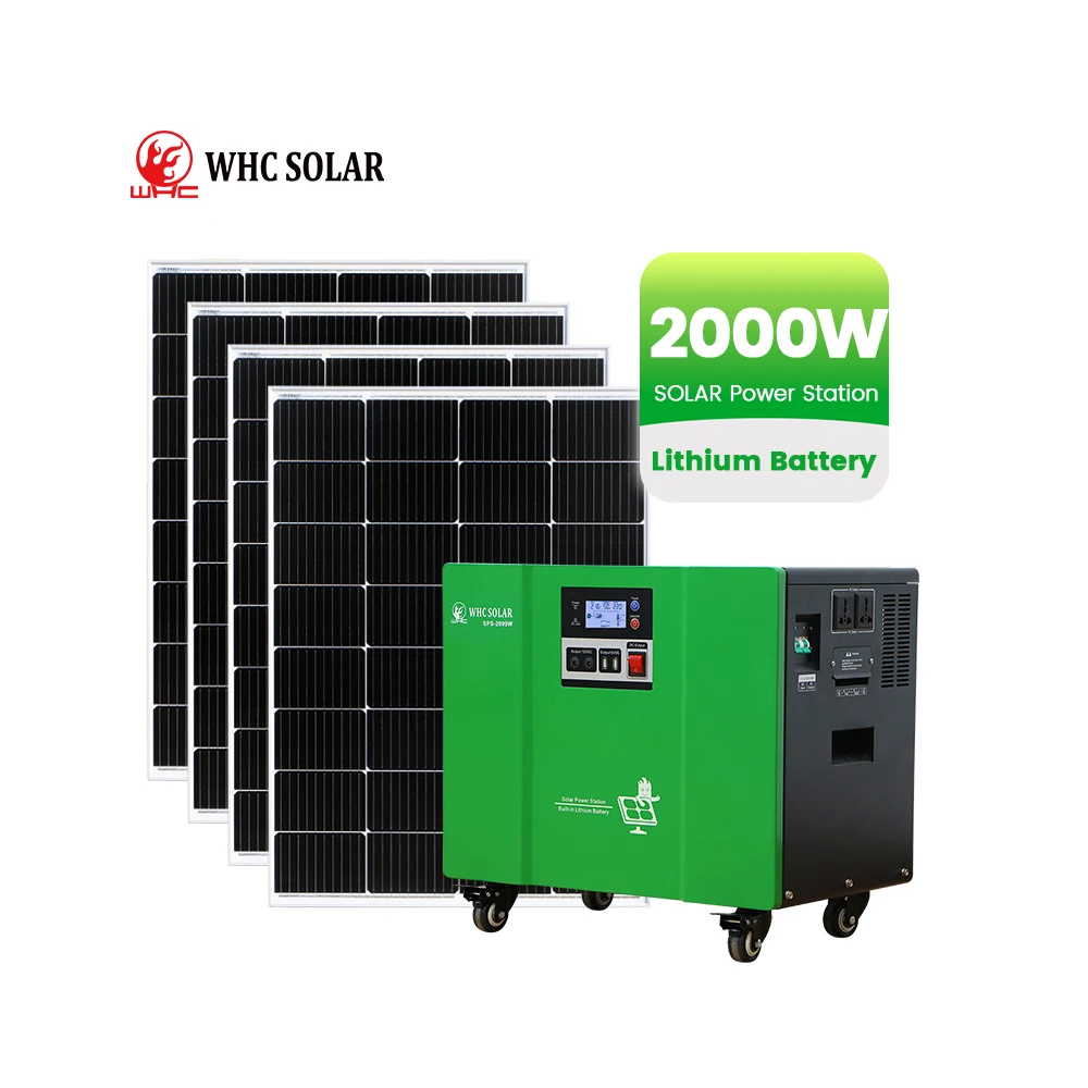WHC Solar 2000W Portable Power Station Solar Generator 220v Supply Energy Storage