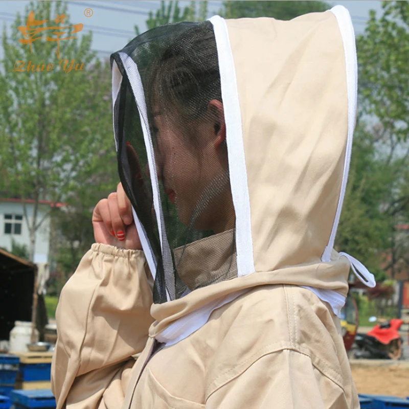 Zorue Professional Beekeeper Beekeeping Protective Veil Suit Smock Bee Hat Gloves Sleeves Full Body Set Safety Clothing