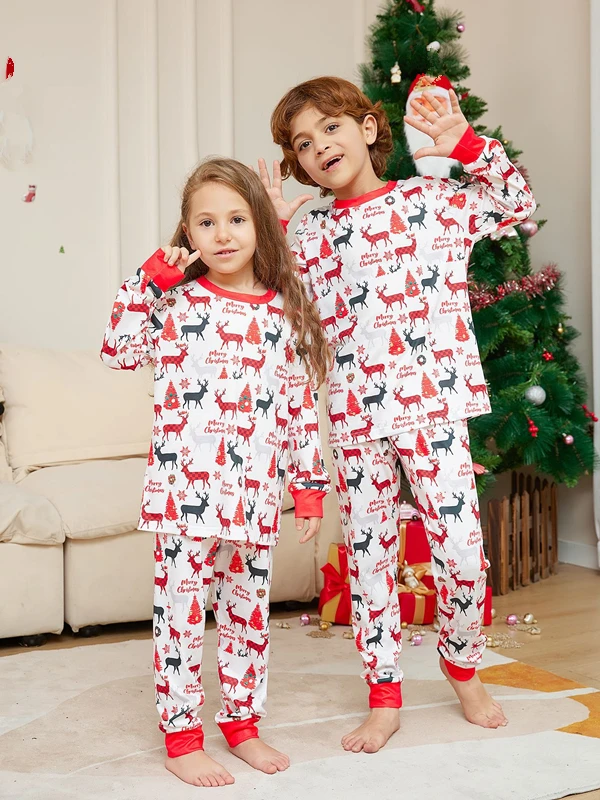 High Quality Christmas Pajamas Family Matching Full Print Elk And ...