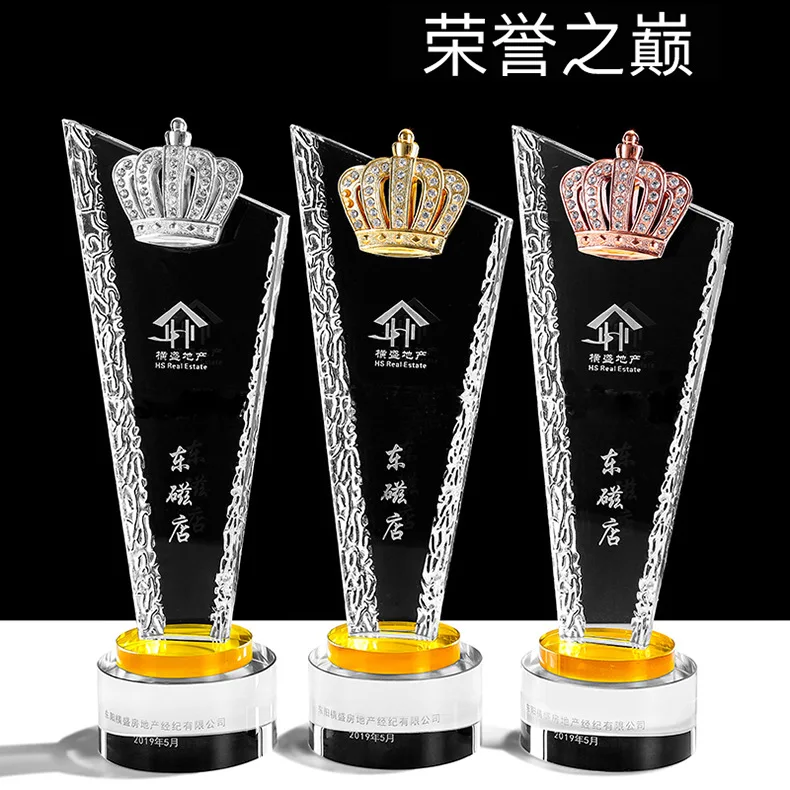 hot selling metal blank trophy crystal crown trophy awards-36