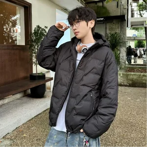 OEM Custom Design Waterproof Windproof Breathable Fall/Winter Men's Casual Thick Down Coat Loose Fit Zipper 90% White Polyester