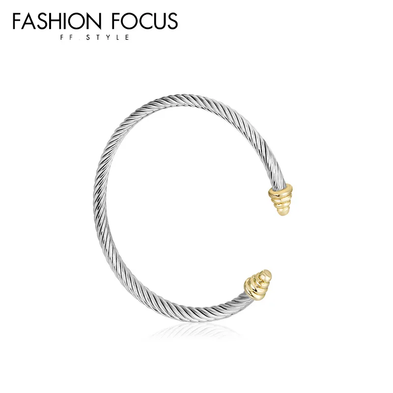 Simple brass bracelet jewelry designer cuff personality geometric cable opening bracelet(图5)