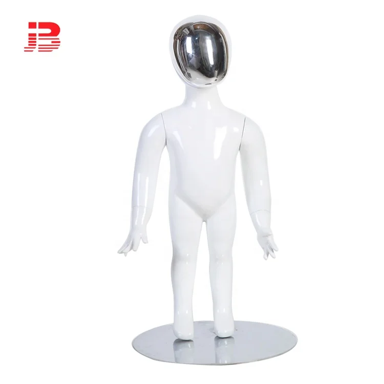 Egg head no wig gold plating standing children mannequin with mask