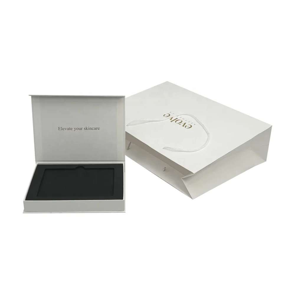 White paper customized box golden hot stamped logo rigid magnetic flap gift box for cards