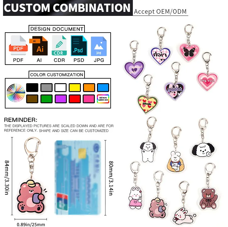 Custom Transparent Acrylic Blank Keychains Blank Logo Plastic Keyring ...