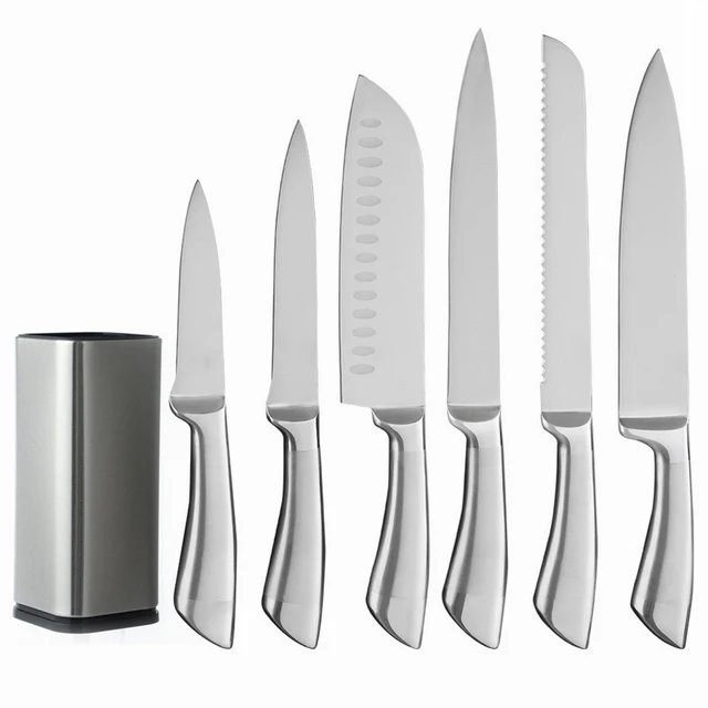 Stainless Steel Chef Knife Set with Hollow Handle & Knife Stand for Meat & Steak Cutting Laser Logo for Restaurants