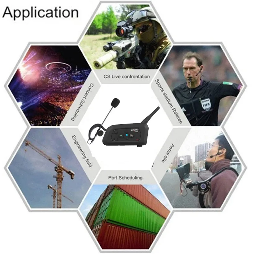 XiNOWy 3Pcs V4C Bluetooth Intercom Full Duplex Football Coach Judger Earhook Earphone Referee Headset Walkie Talkie