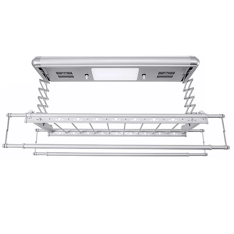 Ceiling-Mounted LED Automatic Clothes Drying Rack with Fan Motorized Foldable Hanger