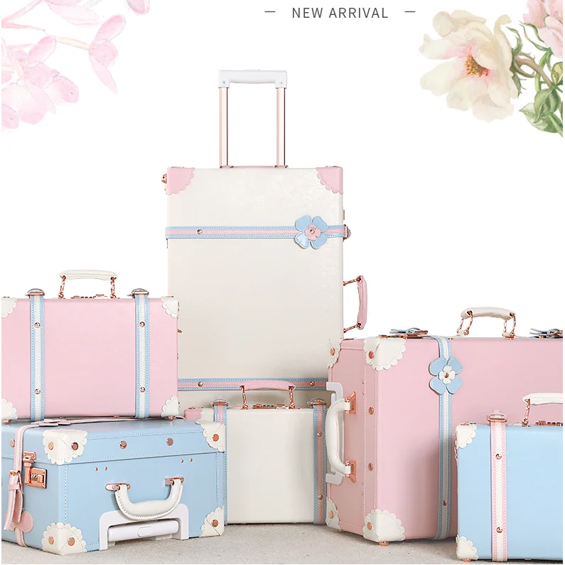 Hojax 3 Pcs Vintage Luggage Set,Hard Shell Women Cute Suitcase With ...