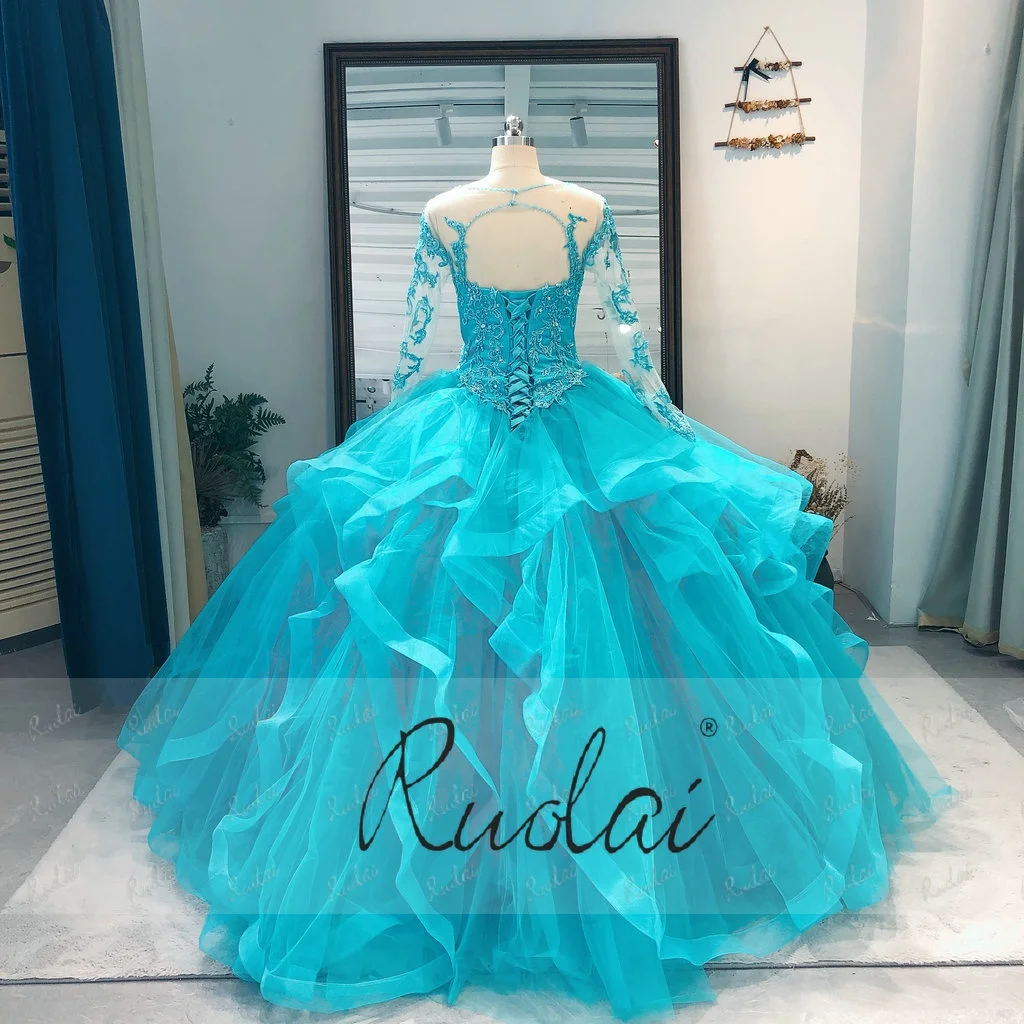 knee length dresses for ladies A-Line V Neck Tulle Lace Long Prom Dress Evening Dress US4 / As Picture main image 1