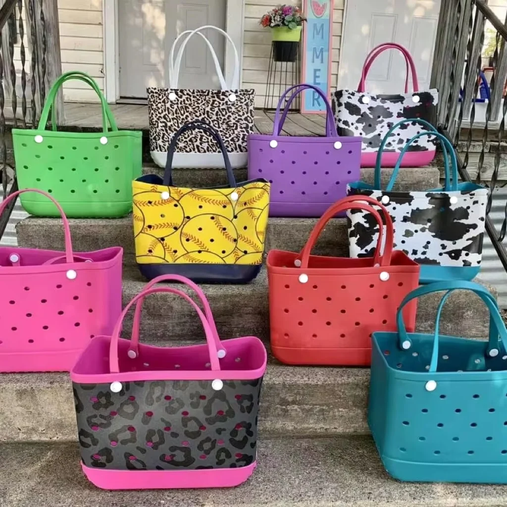 Dual Handle Casual Tote Waterproof Silicone Rubber Handbag Beach