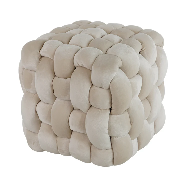 Modern Nordic Luxury Small Upholstered Ottoman Foot Stool Soft Ottoman Pouffe