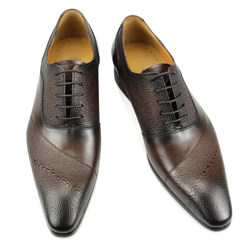 Customized Luxury Oxford Shoes Black Leather for Wedding Office Party Dress  Coffee Styles with Pointed Toe for Autumn Winter