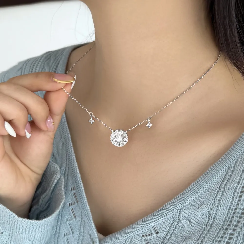 KAKODIY Exquisite Fashion 925 Sterling Silver Rhodium 18K Gold Plated 5A Zirconia Disc Octagonal Star Pendant Necklace Daily Gift detail 5