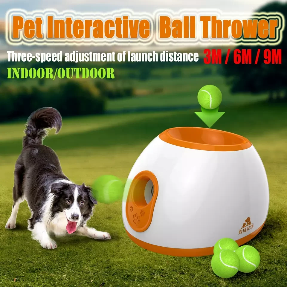 Funny Interactive Pet Outdoor Training Automatic Ball Thrower Tennis Ball Launcher Machine