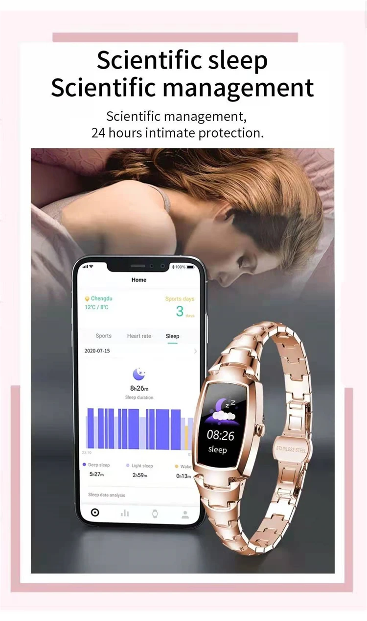 2021 New Launched Fashion ladies Bracelet Band H8 pro Smartwatch Women Heart Rate Blood Pressure Smart Watch H8 pro