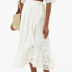 White Lace Romantic Spring and Summer New Dating  Design Skirt Woman