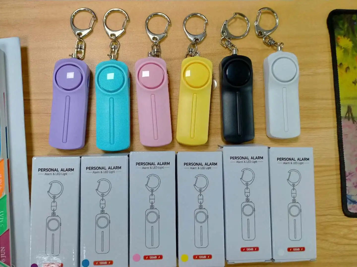 Personal Security Alarm Keychain With Led Lights 130db Aaa Battery