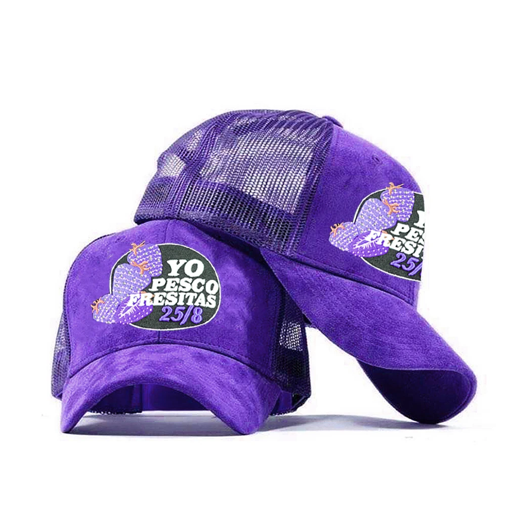 2024 Custom Your Own logo Mens Mesh Gorras Embroidery Patch logo 5 Panel Suede Baseball Trucker Hat Custom Embroidery