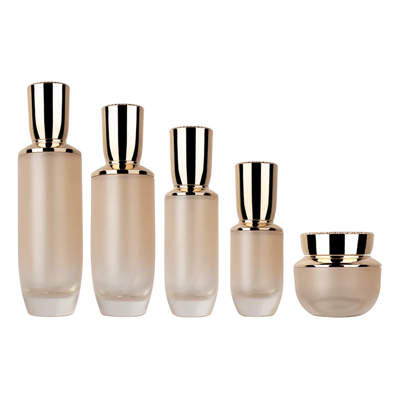 Luxury Skincare Packaging Empty Gradient Cosmetic Pump Bottle Set Glass Jar Container