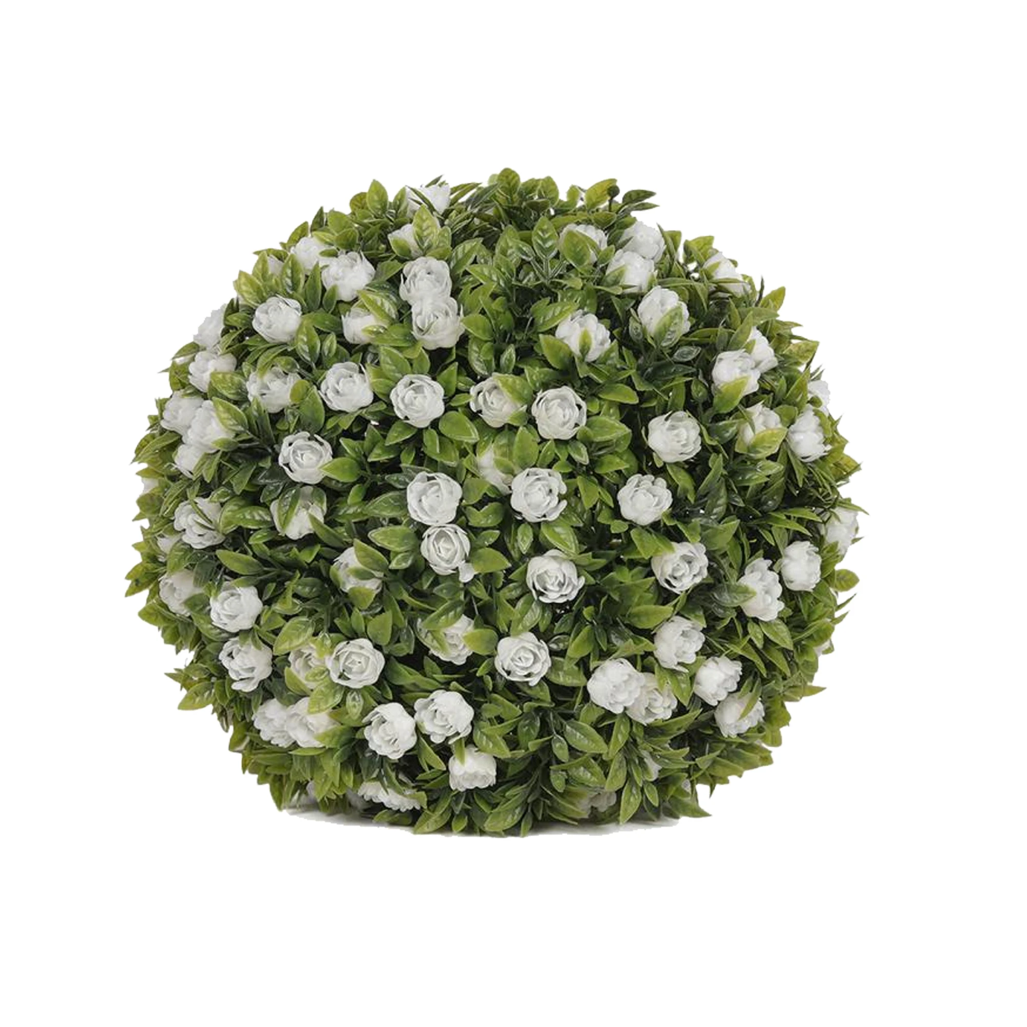 artificial flower white rose grass boxwood ball plastic plant