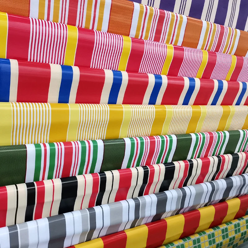 Green Pvc Strip Tarpaulin Screen Fence Pvc Coated Stripe Tarpaulin Awning Tarp Nylon Fabric Laminated Vinyl Sheet Roll Rollo