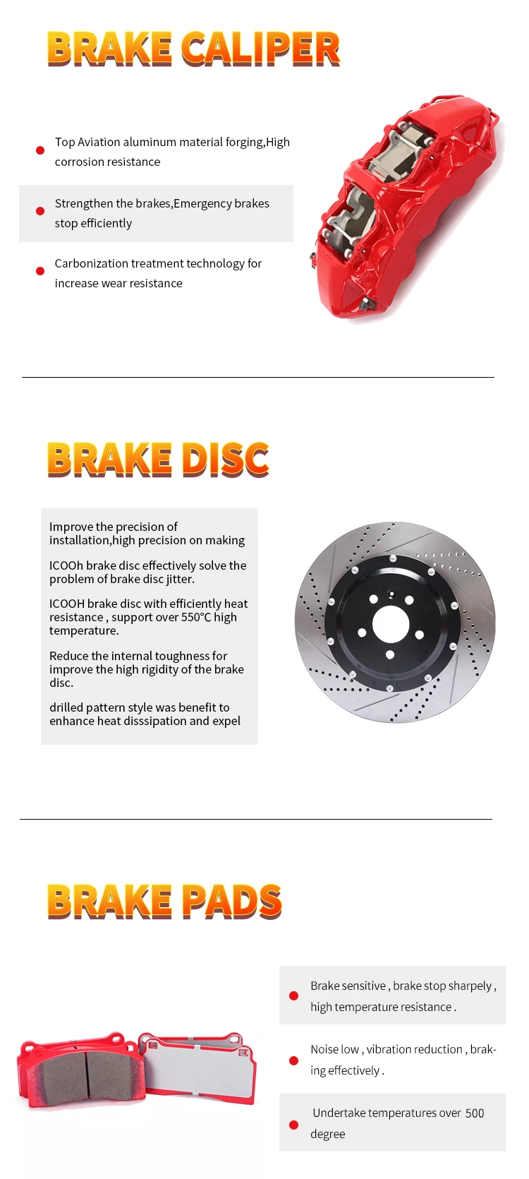 High Performance Racing Brake Kit Caliper Rotor Pads Brake Set For ...