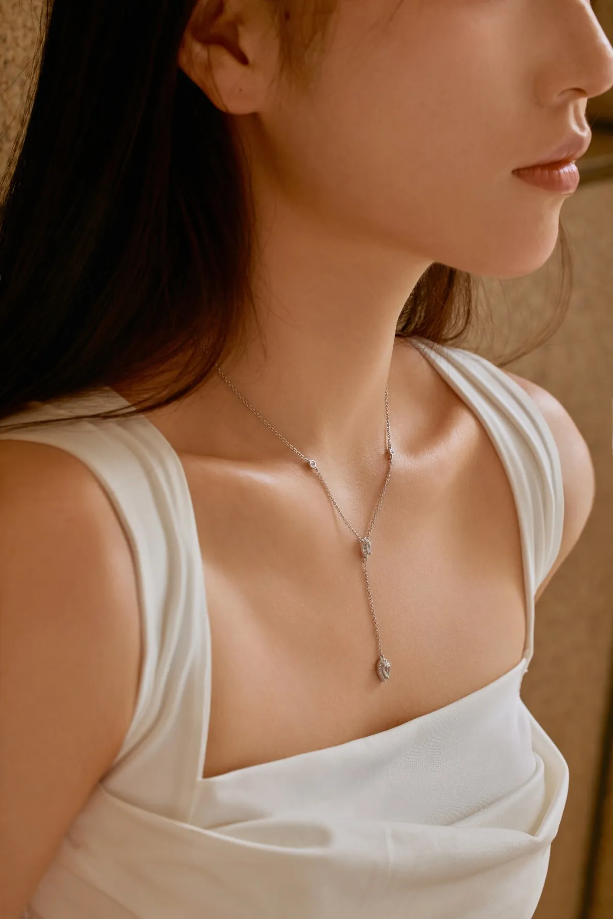 KAKODIY 18K Gold Plated 925 Sterling Silver Y Shape Necklace Marquise Pear Shape Zircon Zirconia Pendant Women's Charm Necklace detail 4