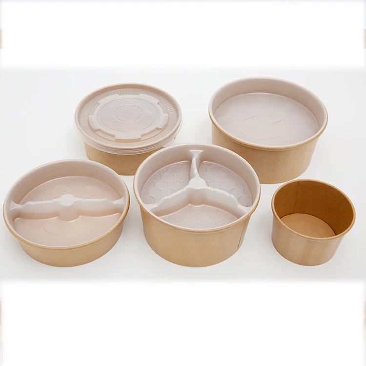 Custom ECO Disposable Kraft Paper Soup Cup Bowl with Paper lid