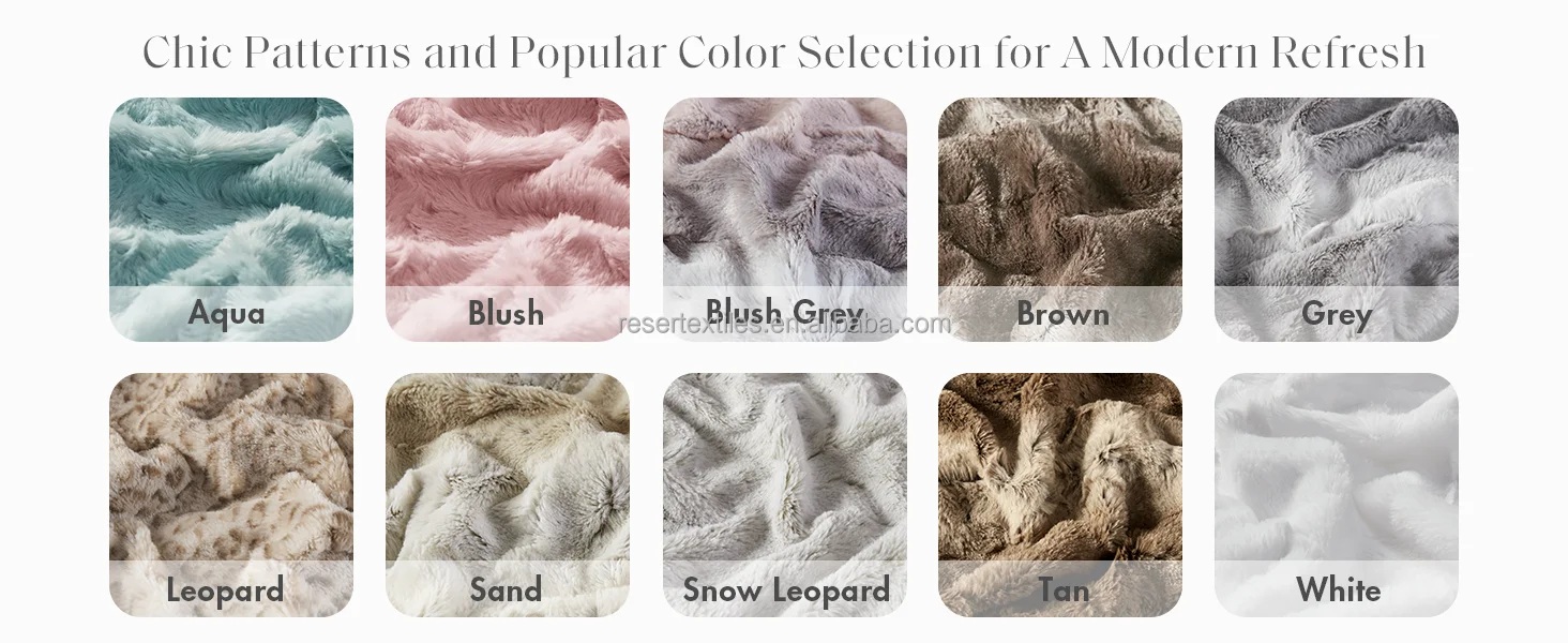 Soft Plush Luxury Oversized Printed Knitted Faux Fur Throw Animal Skin Design Mink Reversible Eco-Friendly Winter All Blanket