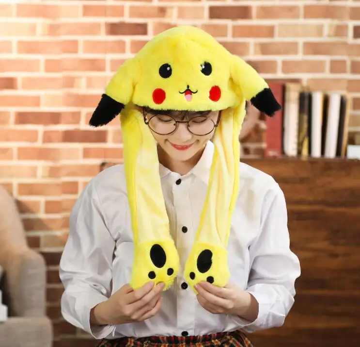 Светодиодная светящаяся плюшевая движущаяся шапка кролика танцующие уши кролика шапки пинчи уши двигающиеся вертикально плюшевые зимние шапки с животными