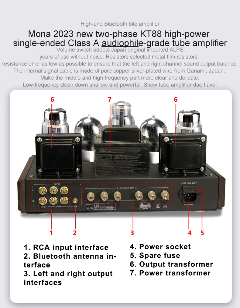 Audio Two-phase Kt88 Tube Amplifier Audiophile 18w*2 Hifi Aluminum