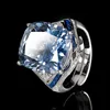 adjustable size White Blue plated ring