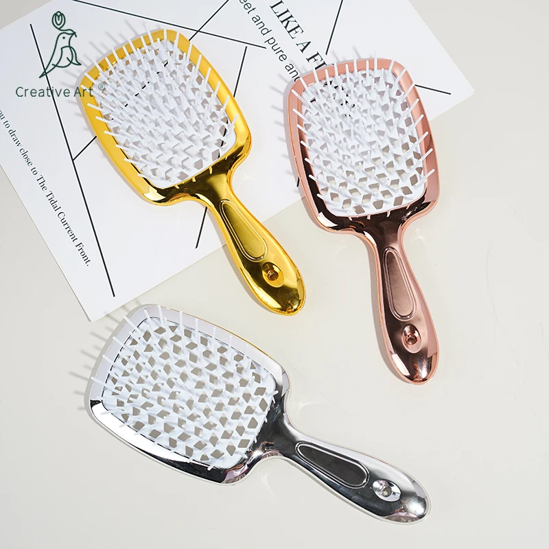 Wholesales Beautiful Gold Plated Grid Comb Detangle Brush For Hair ...