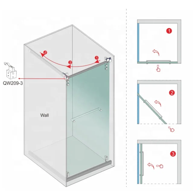 L Shape Shower Door Sliding System Small Shower Enclosure Hardware Kits Box Moove