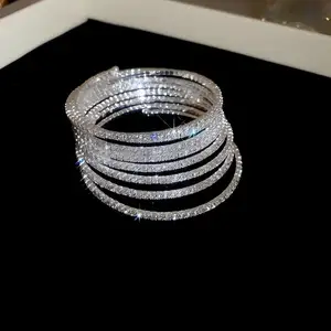 High-quality New Luxury Fashion Multi-layer Stacked Silver Shining Starry Sky Temperament Female Cuff Bracelet Bangles