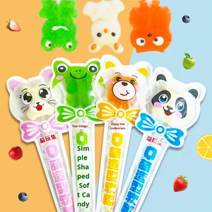 Adorable Cute Gummy Animal Fruit Juice Lollipops Fruity Flavored Children's Snacks in Coated Bag Wholesale Decorated Packaging