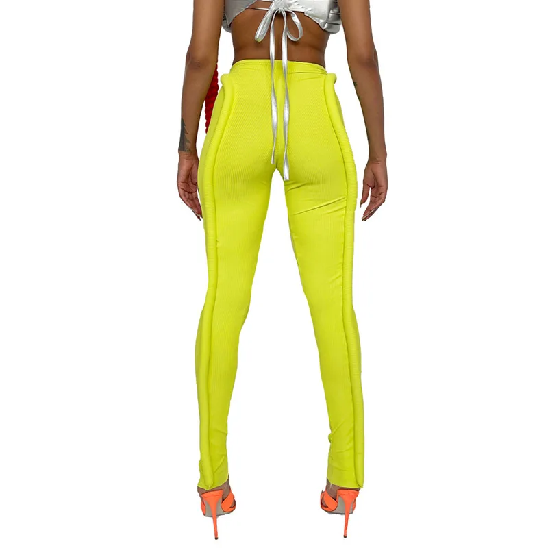 New Arrival Women Casual Long Legging Pants Fluorescent Color Tight Sports Slacks Trouser Clothing Fashion 2021