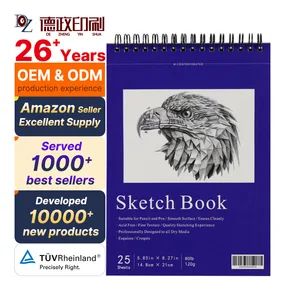 New Arrival 18/25/50sheets Simple Design Blank A4 A5 Oem Custom Kraft  Paper Cover Spiral  Sketchbook