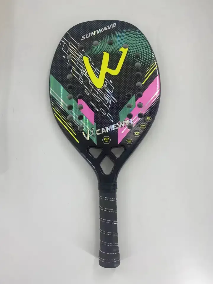 2023 in Stock 3K Beach Tennis Racket Camewin Full Carbon Fiber Rough Surface With Cover Bag Send One Overglue Gift High Quality