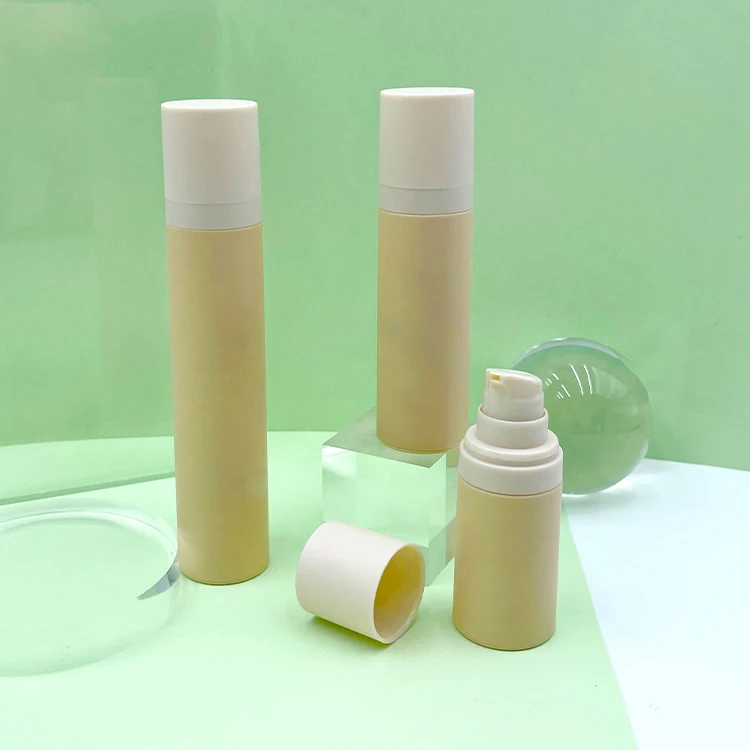 زجاجات مضخة بلاستيكية مستديرة PP صفراء مع غطاء مضخة محلول 15 مل 30 مل 50 مل