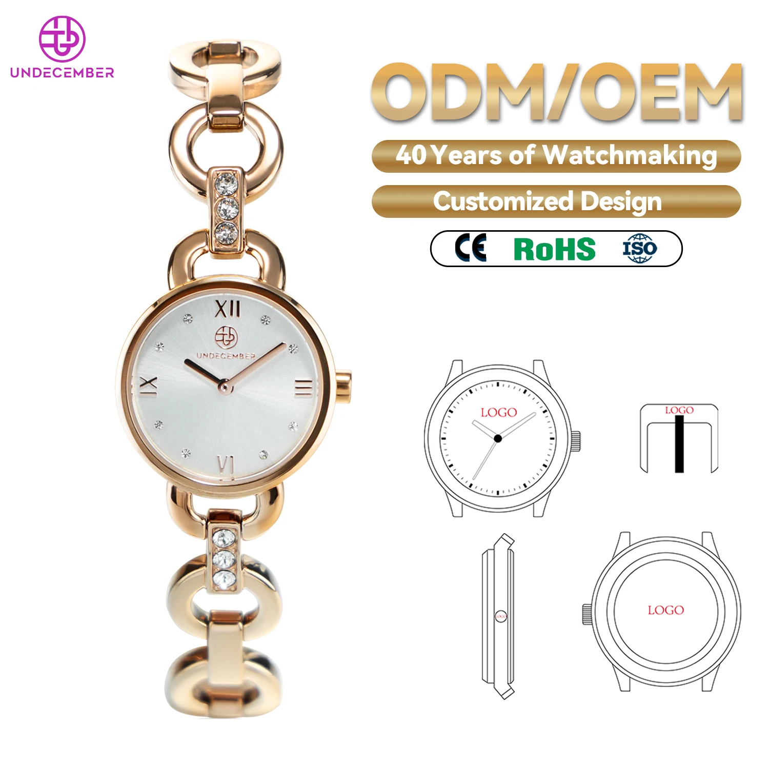 Undecember Wholesale Casual Quartz Ladies Fashion Watch Quartz Movement Watches ODM/OEM Women's Jewelry Clasp Wristwatch