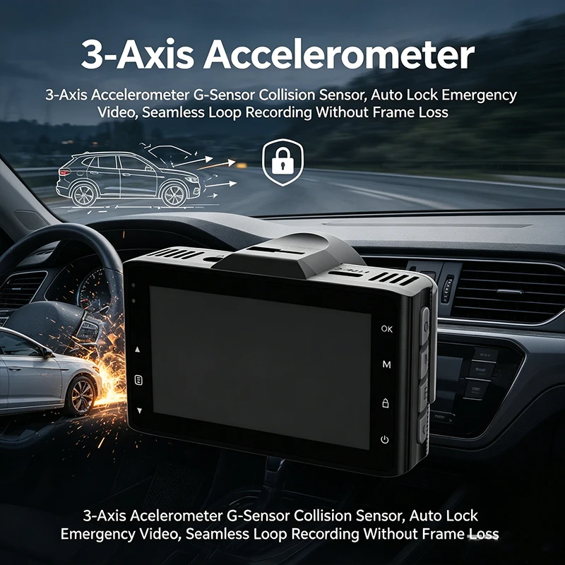 VIEVGUARB VS1132 Dash Cam Parking Monitor Loop Recording Night Vision G-Sensor App Control 4K UHD 1080P WiFi GPS IPS Display